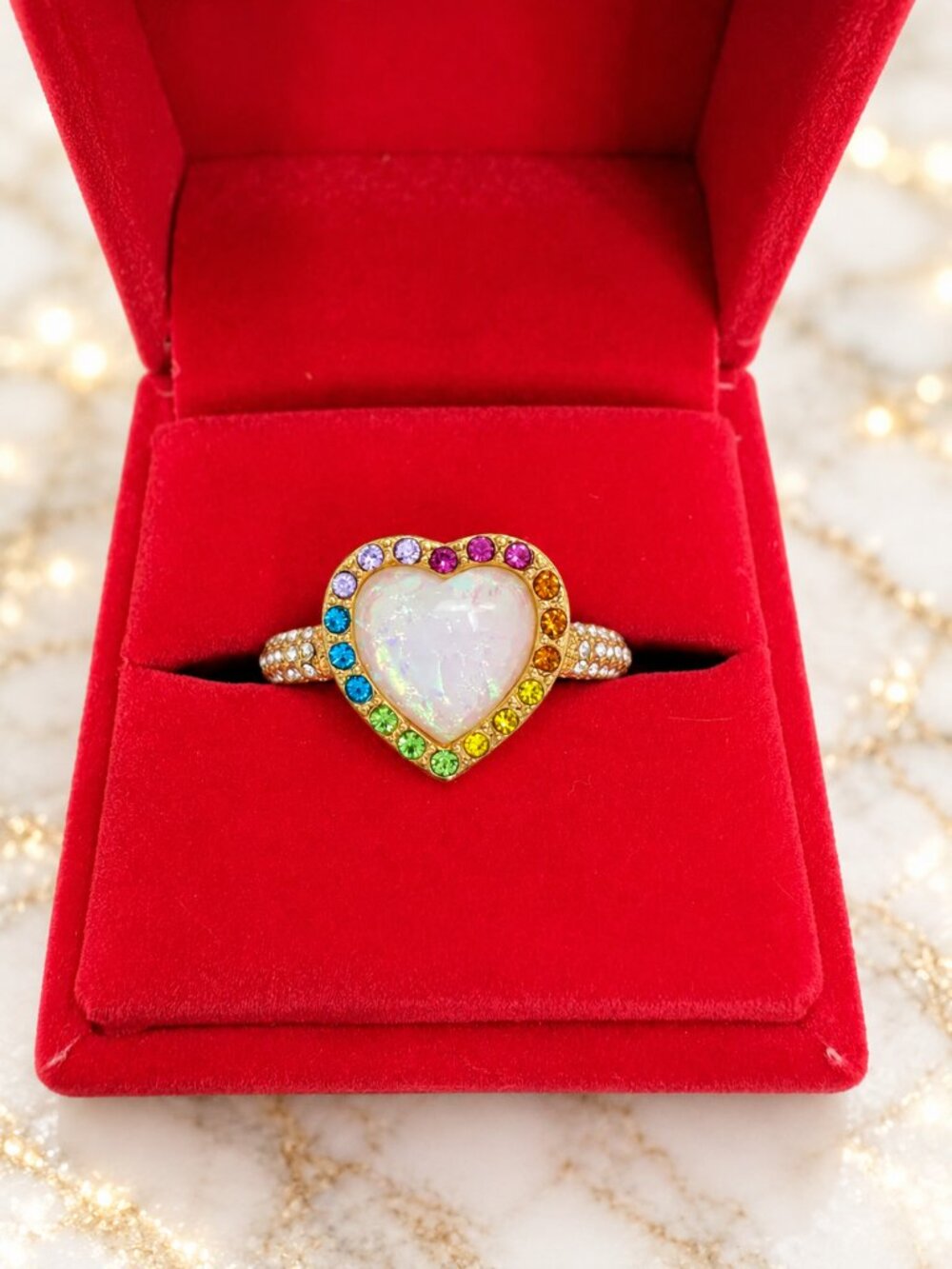Kurt Geiger opal heart halo cocktail ring